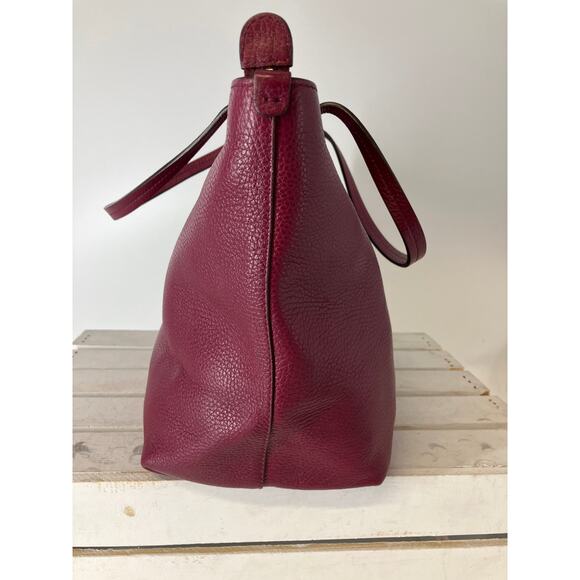 SALVATORE FERRAGAMO LARGE WINE PEBBLED LEATHER HANDBAG ASIS - Picture 5 of 16